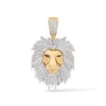 Diamond Loin head Pendant --  0.70 ct.  10K Yellow Gold