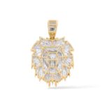 Diamond Loin head Pendant --  0.70 ct.  10K Yellow Gold