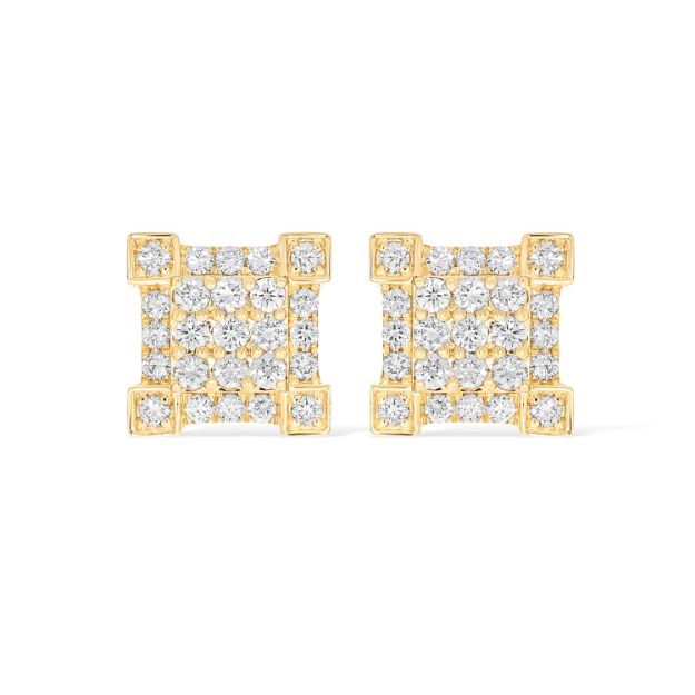 Diamond Square Shaped Earrings 1.10 ct. 14k Yellow Gold