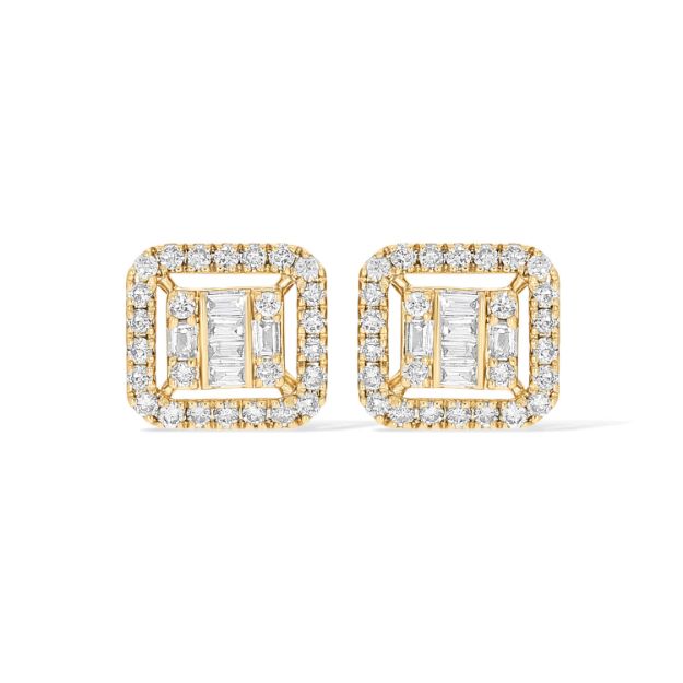 Fancy Square Baguette Diamond Earrings 0.46 ct. 14k Yellow Gold