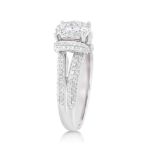 Diamond Engagement Ring 1.05 ct. Round Pave Set 14k White Gold