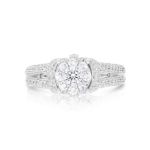 Diamond Engagement Ring 1.05 ct. Round Pave Set 14k White Gold