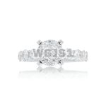 Diamond Engagement Ring Large Side Diamonds 3.15 ct. 14k White Gold