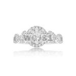 Diamond Engagement Ring Fancy Halo Setting 0.73 ct. 14k White Gold