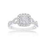 Diamond Engagement Ring Rounded-Square Halo 0.62 ct. 14k White Gold