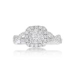 Diamond Engagement Ring Rounded-Square Halo 0.62 ct. 14k White Gold