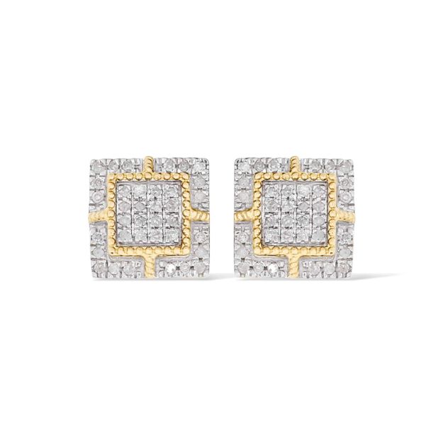 Square Design Diamond Earrings 0.18 ct. 10k Yellow Gold