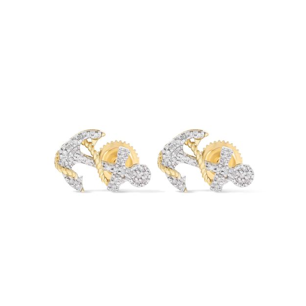 Anchor Diamond Earrings 0.11 ct. 10k Yellow Gold