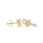 Ankh Egyptian Cross Diamond Earrings 0.11 ct. 10k Yellow Gold