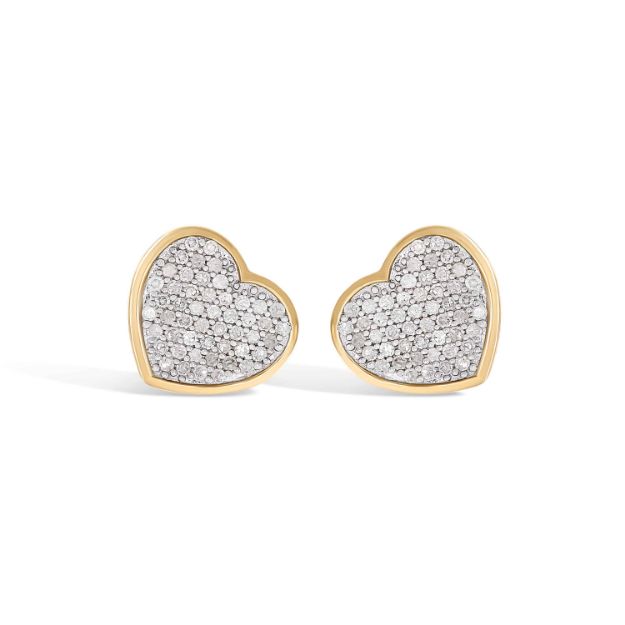 Diamond Earrings Heart Shaped 0.45 ct. 10k Yellow Gold