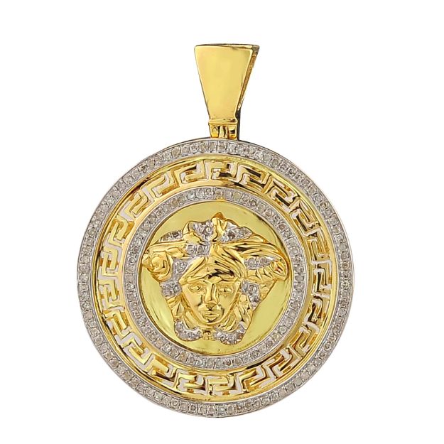 Diamond Versace Eternity Medallion Pendant 0.44 ct. 10K Yellow Gold