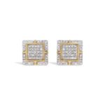 Diamond Earrings Square Design 0.26 ct. 10k Yellow Gold