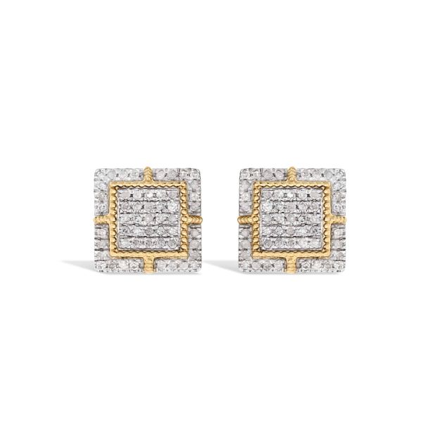 Diamond Earrings Square Design 0.26 ct. 10k Yellow Gold