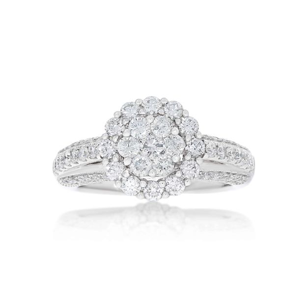 Diamond Engagement Ring Fancy 1.90 ct. 14k White Gold