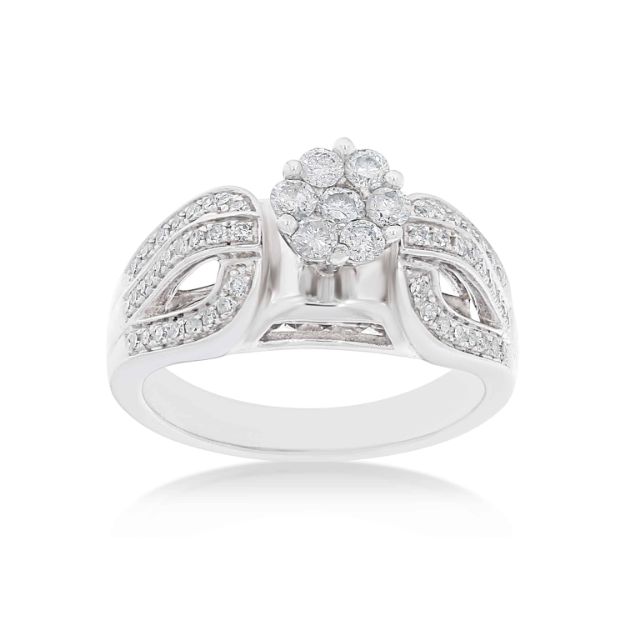 Fancy Diamond Engagement Ring 0.61 ct. 14k White Gold