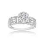 Diamond Engagement Ring Cluster Setting 0.72 ct. 14k White Gold