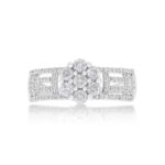 Diamond Engagement Ring Cluster Setting 0.72 ct. 14k White Gold