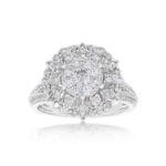 Diamond Engagement Ring Antique Style 1.26 ct. 14k White Gold