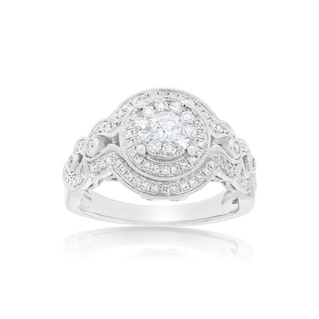 Fancy Diamond Engagement Ring 0.81 ct. 14k White Gold