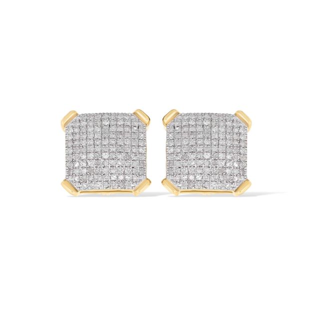 Square Pillow Diamond Earrings 0.50 ct. 10k Yellow Gold