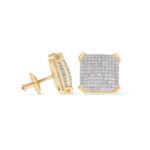 Square Pillow Diamond Earrings 0.50 ct. 10k Yellow Gold