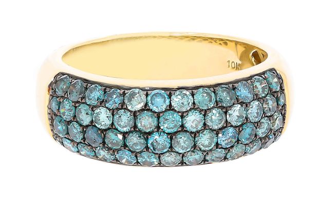 Yellow gold blue diamond band 10k