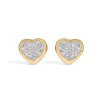 Heart Shaped Diamond Earrings 0.10 ct. 10k Yellow Gold