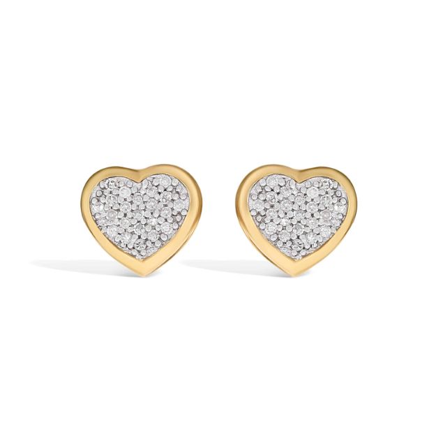 Heart Shaped Diamond Earrings 0.10 ct. 10k Yellow Gold