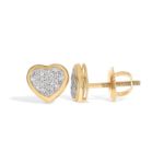 Heart Shaped Diamond Earrings 0.10 ct. 10k Yellow Gold