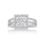 Diamond Engagement Ring Square Halo Setting 1.00 ct. 14k White Gold