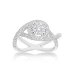 Fancy Crossing Diamond Engagement Ring 1.10 ct. 14k White Gold