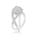 Fancy Crossing Diamond Engagement Ring 1.10 ct. 14k White Gold