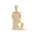 Mother Mary Praying Diamond Pendant 1.40 ct. 10k Yellow Gold