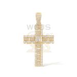 Baguette and Round Diamond Cross Pendant 1.64 ct. 14k Yellow Gold