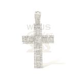 Baguette and Round Diamond Cross Pendant 1.64 ct. 14k White Gold