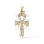 Diamond Drip Ankh Cross 3.56 ct. 10k Yellow Gold