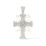 Diamond Cross Pendant 1.72 ct. 10k White Gold