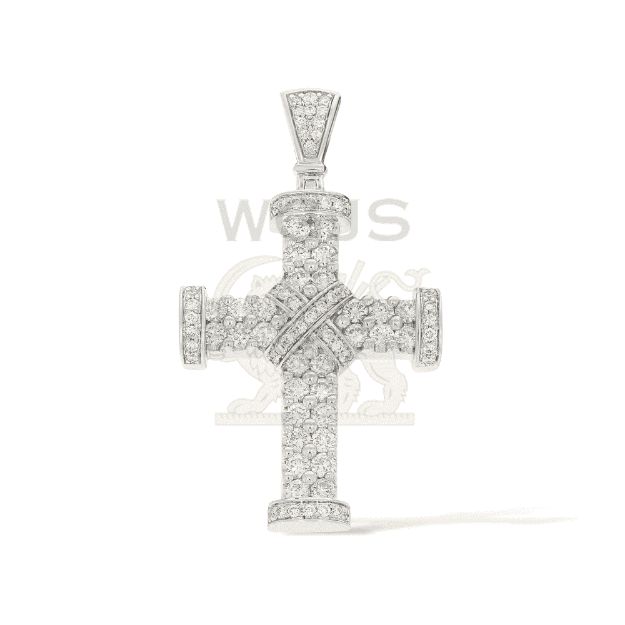 Diamond Cross Pendant 1.72 ct. 10k White Gold