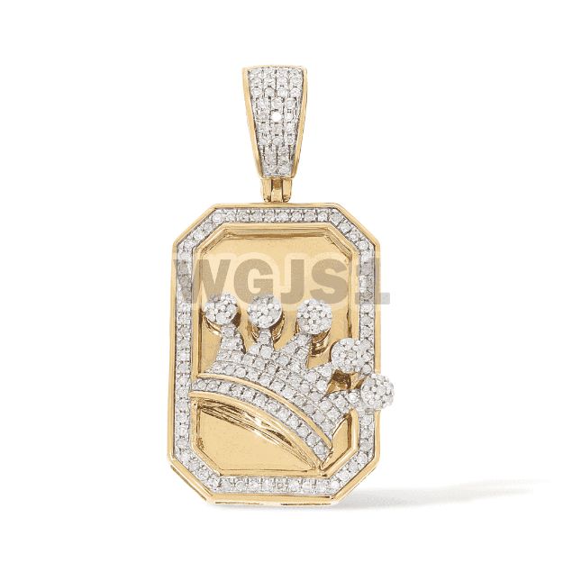 Diamond Crown Dog Tag Pendant 0.56 ct. 10k Yellow Gold