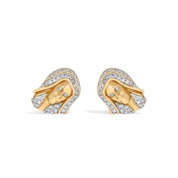 Diamond Earrings Mother Mary Head 0.20 ct. 10k Yellow Gold