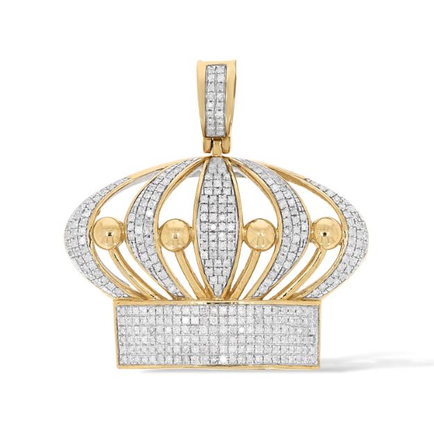 Diamond King Crown Pendant 1.09 ct. 10k Yellow Gold