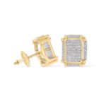 Rectangular Diamond Earrings 0.11 ct. 10k Yellow Gold