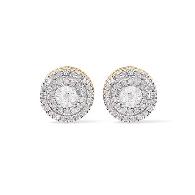 Round Halo Diamond Earrings 0.18 ct. 10k Yellow Gold