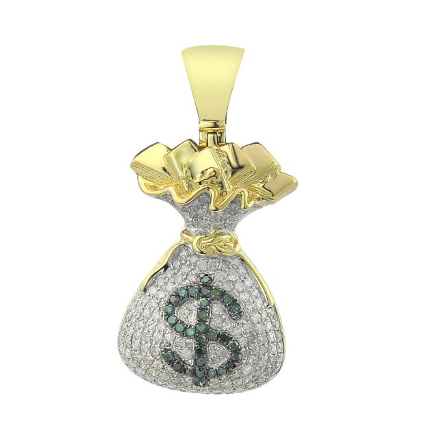 Diamond Money Bag Pendant  1.0 ct.  10K Yellow Gold