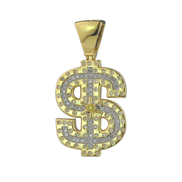 Diamond Dollar Sign Pendant   0.51 ct. 10K Yellow Gold