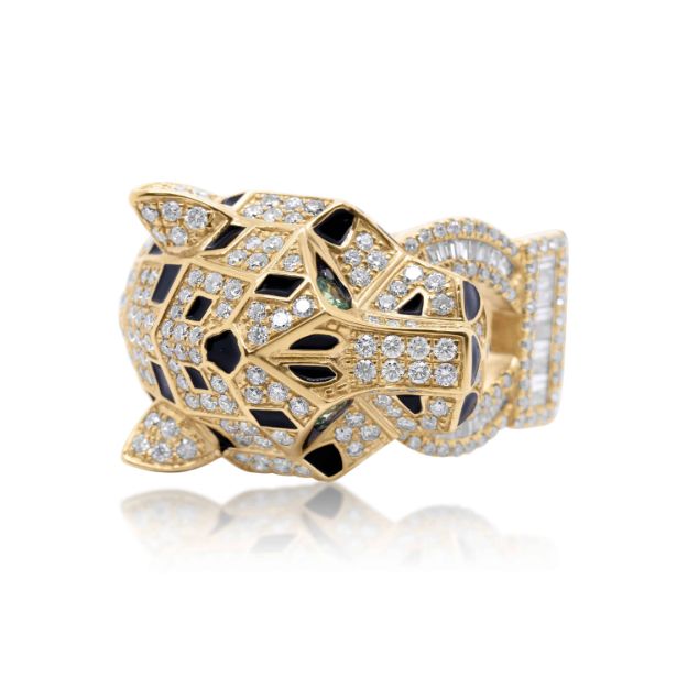 Diamond Jaguar Ring 1.75 ct. 14K Yellow Gold