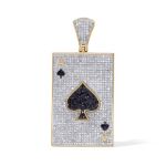 diamond White and Black Ace of Spade Pendant 1.77 ct. 10K Yellow Gold