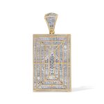 diamond White and Black Ace of Spade Pendant 1.77 ct. 10K Yellow Gold