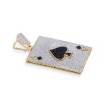 diamond White and Black Ace of Spade Pendant 1.77 ct. 10K Yellow Gold