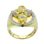 Diamond Man&#39;s Angel RING  0.29 ct. 10K Yellow Gold 8.56 g